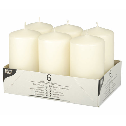 Stumpenkerzen Ø 6 x 11,5 cm - Crème (4 x 6 Stück)