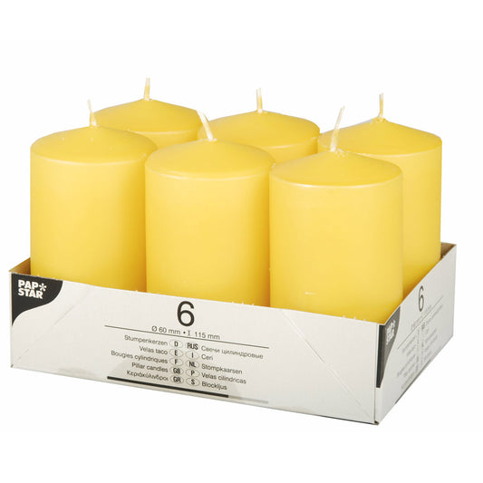 Stumpenkerzen Ø 6 x 11,5 cm - Goldgelb (4 x 6 Stück)