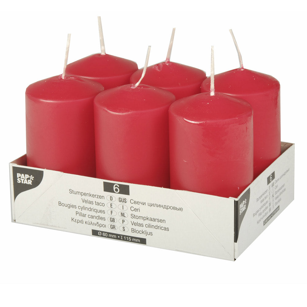 Stumpenkerzen Ø 6 x 11,5 cm - Rot (4 x 6 Stück)
