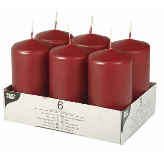 Stumpenkerzen Ø 6 x 11,5 cm - Bordeaux (4 x 6 Stück)