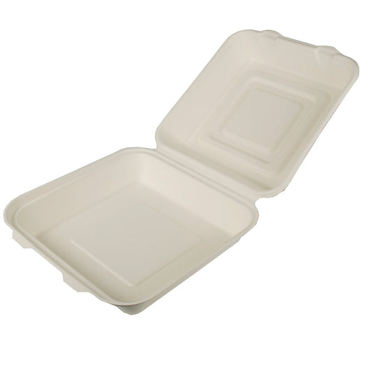 PURE Menüboxen Zuckerrohr ungeteilt 25,5 x 25,5 x 8 cm - Weiß (5 x 25Stück)