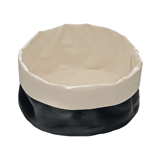 Brottasche beige/schwarz - Ø 17 x 8 cm (Baumwolle, runde Form)