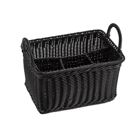 ECONOMIC Besteck- / Serviettenkasten (4-fach) - PP-Rattan - Schwarz
