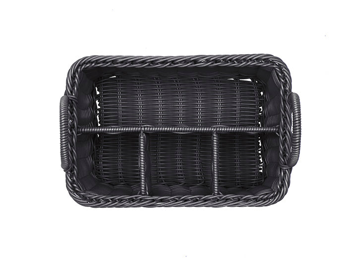 ECONOMIC Besteck- / Serviettenkasten (4-fach) - PP-Rattan - Schwarz