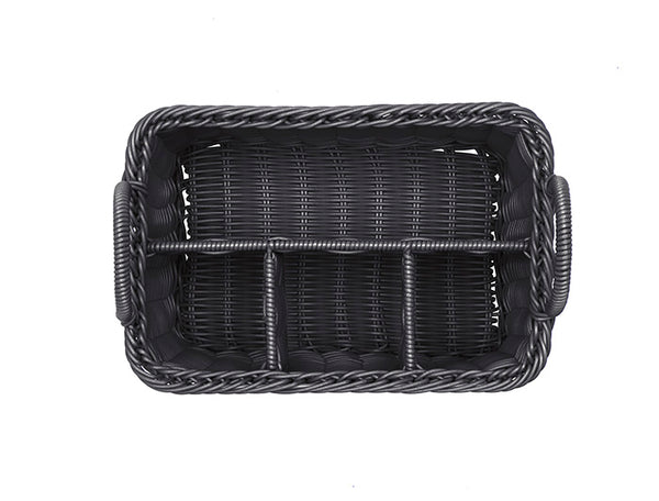 ECONOMIC Besteck- / Serviettenkasten (4-fach) - PP-Rattan - Schwarz