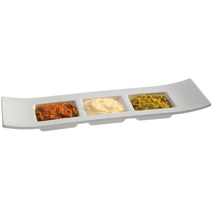 CASUAL Dip-Platte 3-fach, 29 x 9 x 3 cm, Melamin - Weiß
