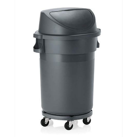 Abfalltonne inkl. Rolli, HDPP grau, Pushdeckel 120 l