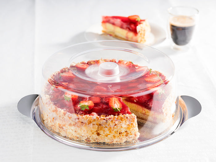 Tortenplatte Edelstahl Ø 30 cm inkl. Deckel PS klar