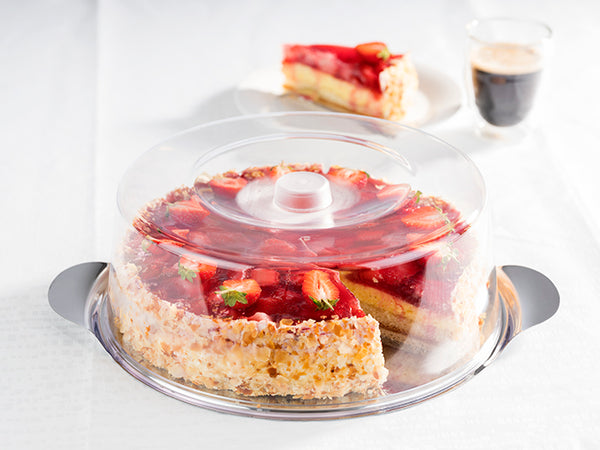 Tortenplatte Edelstahl Ø 30 cm inkl. Deckel PS klar