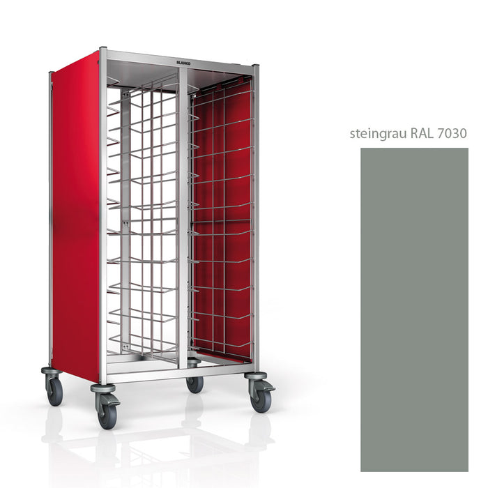 Tablett-Abräumwagen "TAW 20 EN" - 2 x 10 Einschübe - 2-seitige Verkleidung steingrau