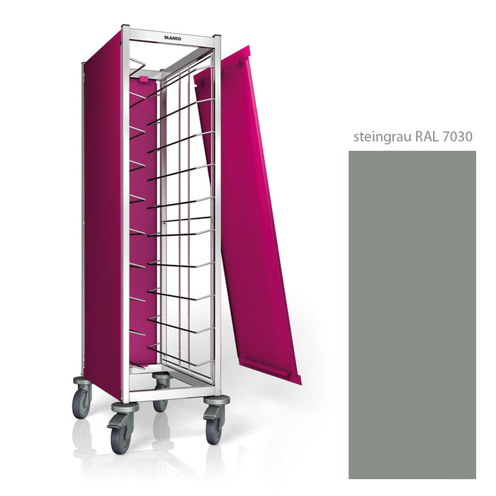 Tablett-Abräumwagen "TAW 10 KN" - 1 x 10 Einschübe - 2-seitige Verkleidung steingrau