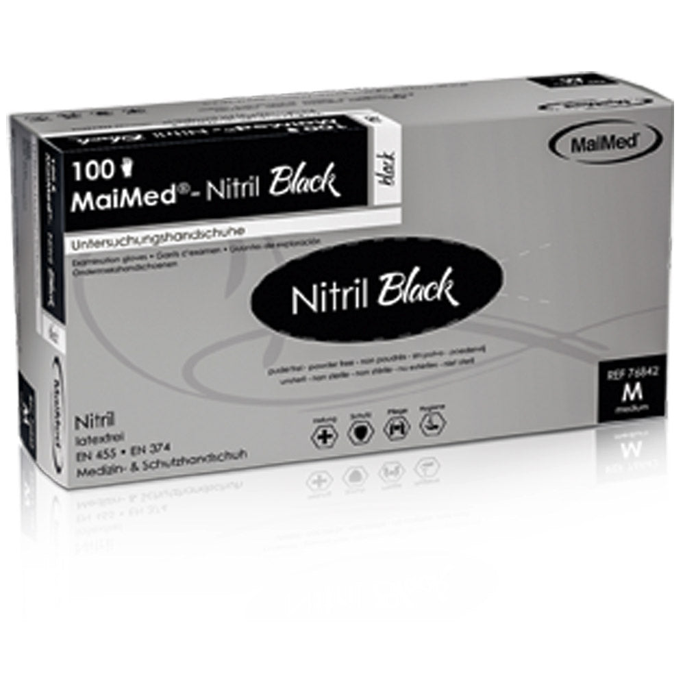 Nitril-Einmalhandschuhe, schwarz ungepudert - Größe M (100 Stück)