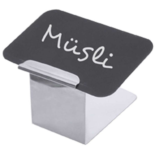 Kartenhalter CNS 18/10 mit Schreibtafel DINA A7 - 4,5 x 8,5 x 5,5 cm
