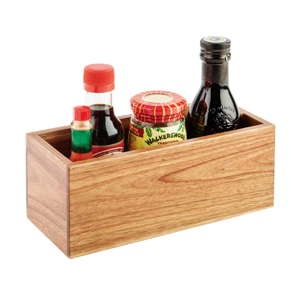 Holzbox/Tischbehälter  1-fach  23 x 10 x 10 cm  Akazienholz, Servierbox für Menagen & Saucen