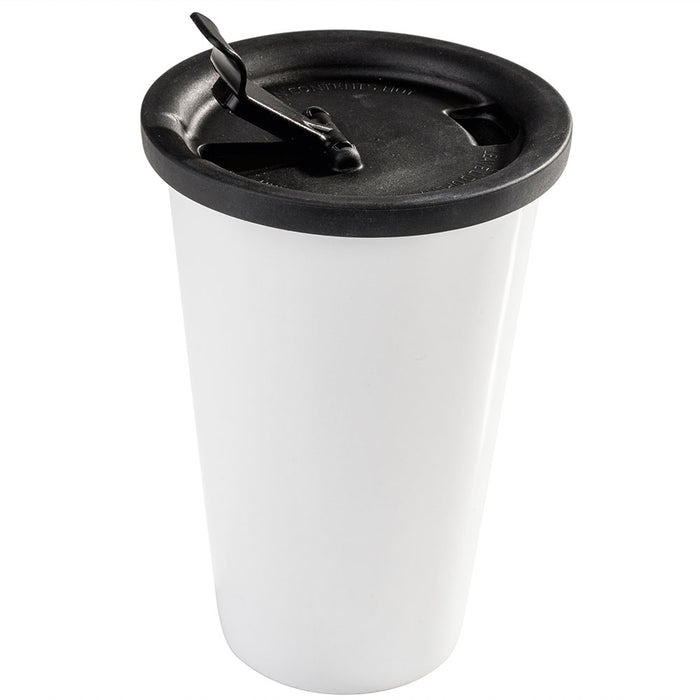 MODELL 1214 Coffee-to-go Mehrweg-Universaldeckel Ø 95 mm - Schwarz (TPE) Verschluß (PP)