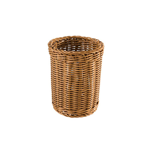 Besteckkorb - Ø 12 x 15 cm - PP-Rattan - Braun