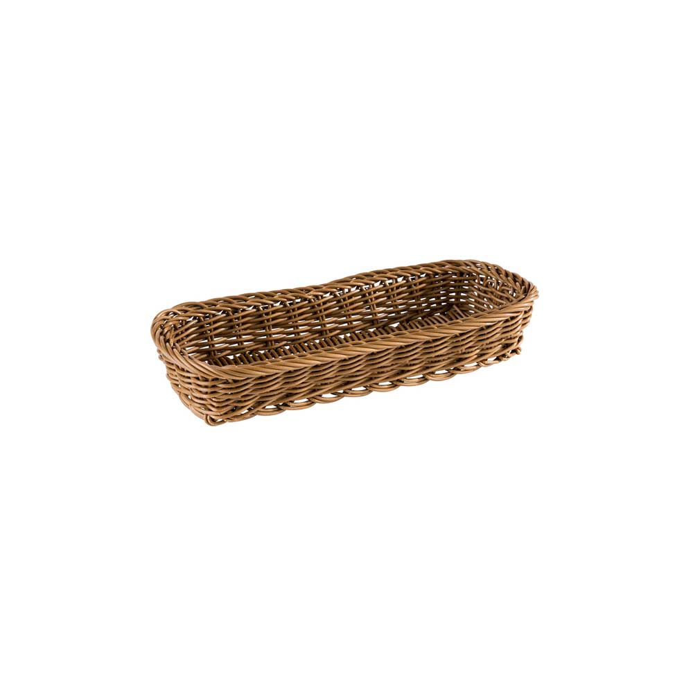 Besteckkorb - 27 x 10 x 4,5 cm - PP-Rattan - Braun
