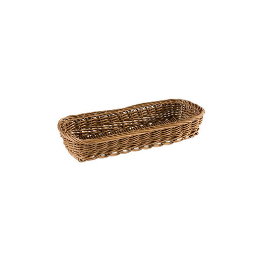 Besteckkorb - 27 x 10 x 4,5 cm - PP-Rattan - Braun
