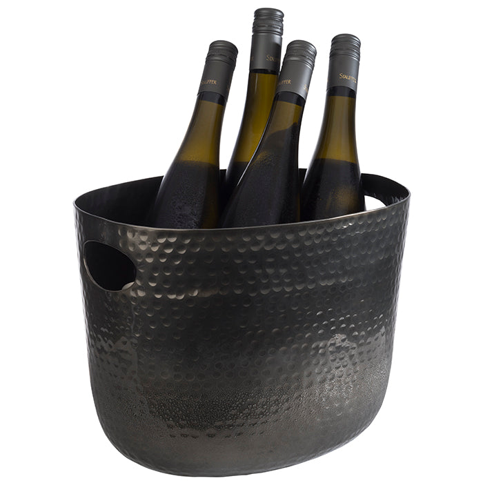 Wein- & Sektkühler Aluminium gehämmert - 30 x 23,5 x 23 cm (Inhalt 7 l) - Gunmetal-Look