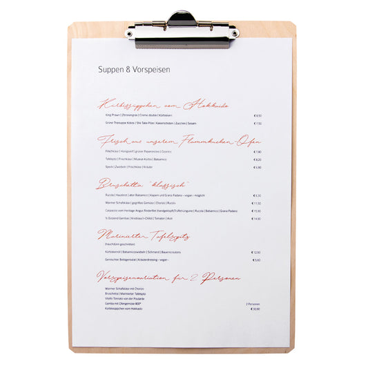 Klemmbrett  Birke-DEKOR  DIN A4  aus Multiplex-Furnierholz (nicht furniert)