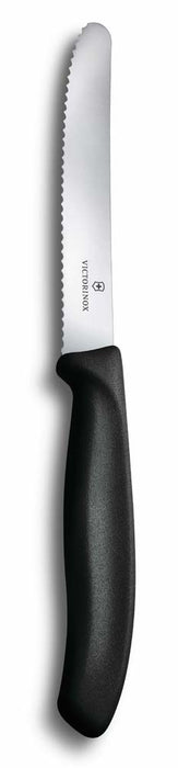 SwissClassic Tomatenmesser - Wellenschliff-Klinge 11 cm - Schwarz