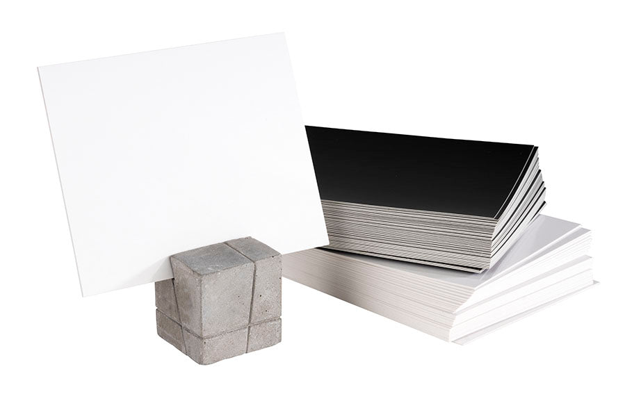 ELEMENT Kärtchenhalter - 4 St. inkl. je 15 Beschriftungskarten weiß/schwarz - Block 3 x 3 x 3 cm