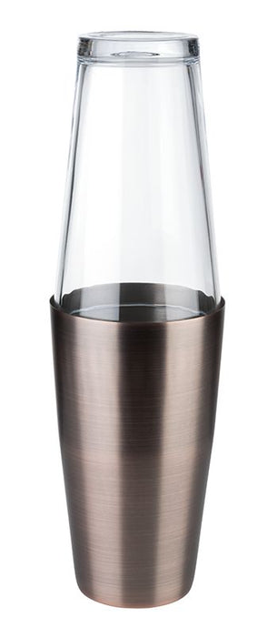 BOSTON SHAKER Glas 0,4 l / Becher 0,7 l - Edelstahl Kupfer-Look mattiert