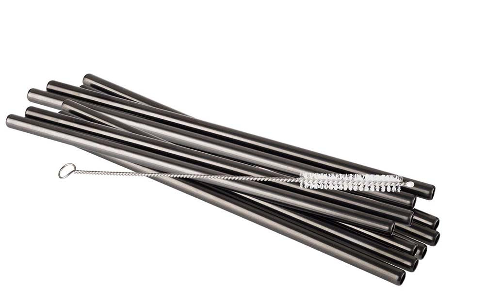 Trinkhalme Ø 0,8 x 21,5 cm - CNS 18/8 (10 Trinkhalme + Reinigungsbürste)