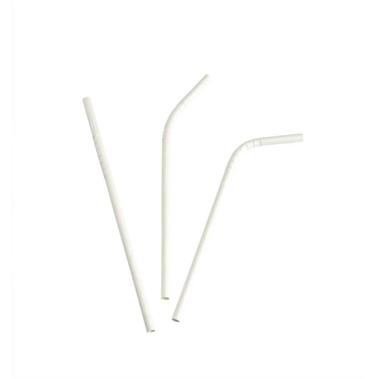 GREENHORN Papier-Trinkhalme flexibel - Ø 0,6 x 19,7 cm (100 Stück) - weiß