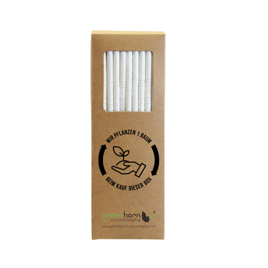 GREENHORN Papier-Trinkhalme flexibel - Ø 0,6 x 19,7 cm (100 Stück) - weiß
