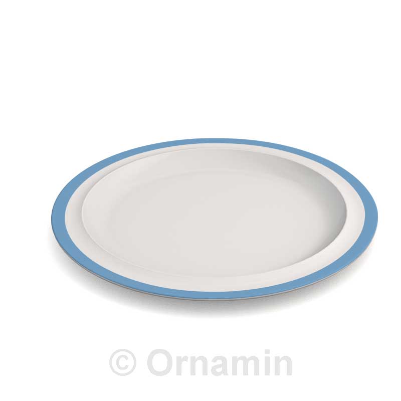 MODELL 503 Fahnenteller, Menü- Ø 22,2 cm - Rand Hellblau (Melamin)