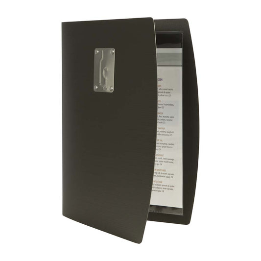 INDU Weinkarte DIN A4 - Schwarz (mit 1 Doppelhülle = 4 Fenster)