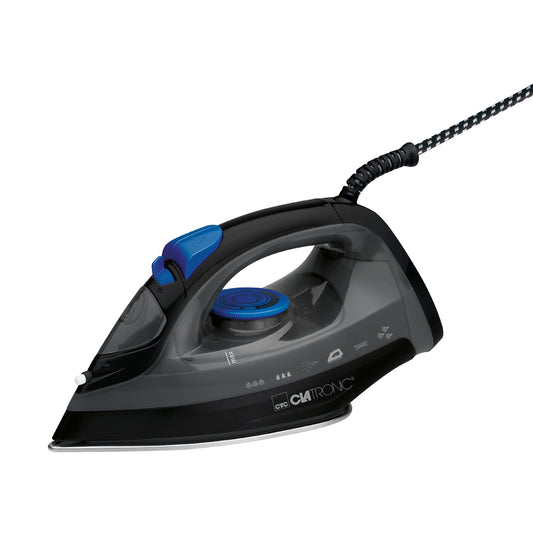 BASICLINE Dampfbügeleisen Edelstahlsohle DB 3703 schwarz-blau 1800W (230 V)