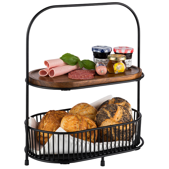 ALL-ROUNDER 2-stufige Etagère (5-tlg.) - 31 x 17 x 37.5 cm - Akazie. Metall