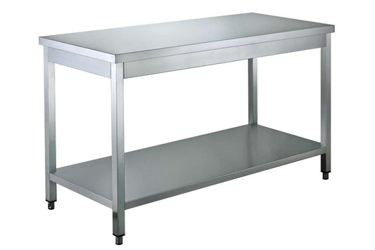 ECOLINE Arbeitstisch 1200x600 mit Grundboden - Edelstahl