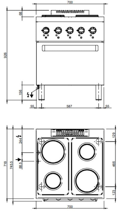 bergman Profiline 700 Elektro Herd mit 4-Platten & Elektro-Backofen