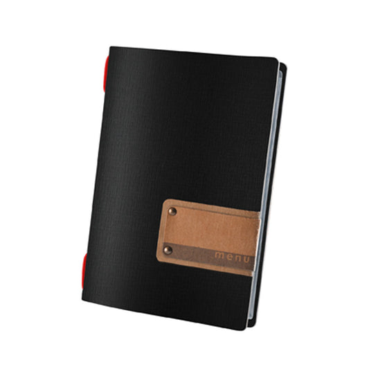 GENUSS Menükarte A5 - 16,5 x 23,1 cm - 4 Hüllen - PVC - schwarz