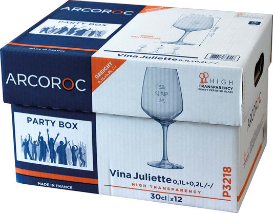 PRACTIC BOX VINA JULIETTE Weinglas (12 Stück) - 30 cl - geeicht /-/ 0,1 l  + 0,2 l
