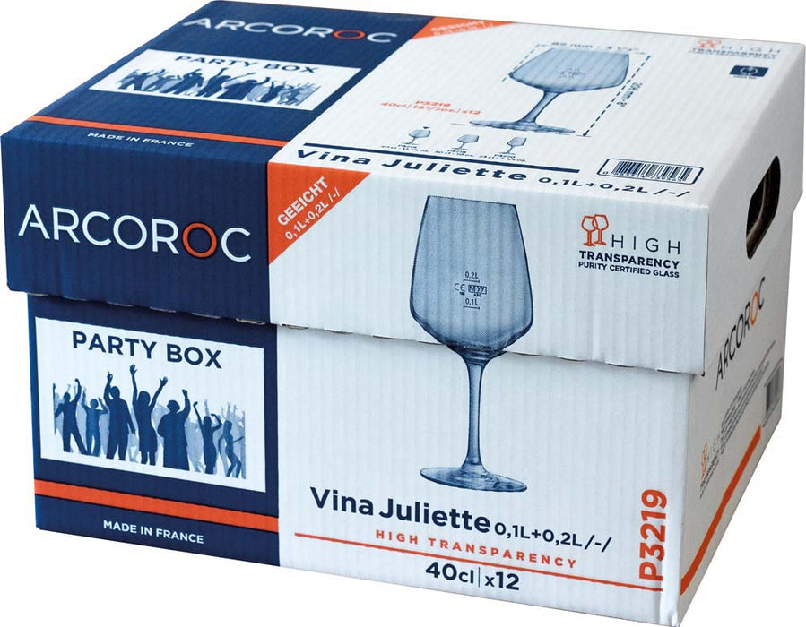 PRACTIC BOX VINA JULIETTE Weinglas (12 Stück) - 40 cl - geeicht /-/ 0,1 l  + 0,2 l