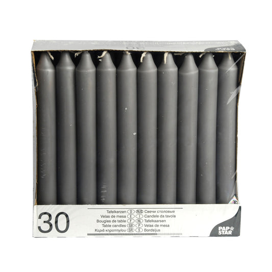 Tafelkerzen Ø 2,15 x 19,6 cm - Grau (4 x 30 Stück)