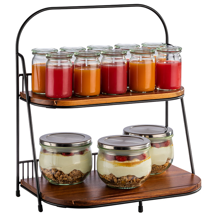 ALL ROUNDER  Etagère   2 - stufige - 21 x 35,5 cm - Schwarz, Braun - Metall/Holz