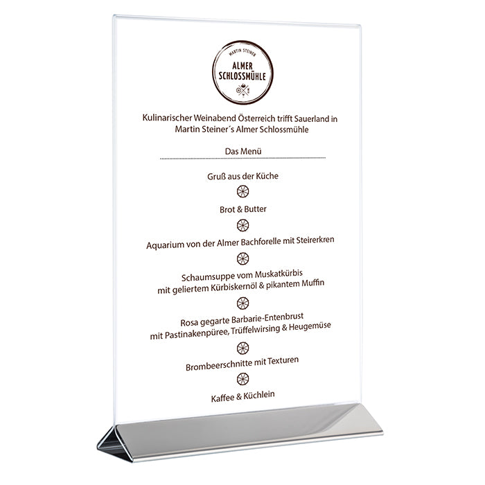 SIGN Kartenhalter, 2 - teilig  - 10,5 x 7 x 17 cm - Transparent, Edelstahl