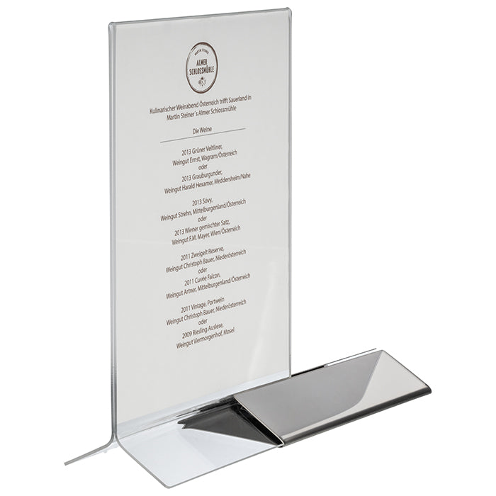 SIGN Kartenhalter, 2 - teilig  - 10,5 x 7 x 17 cm - Transparent, Edelstahl