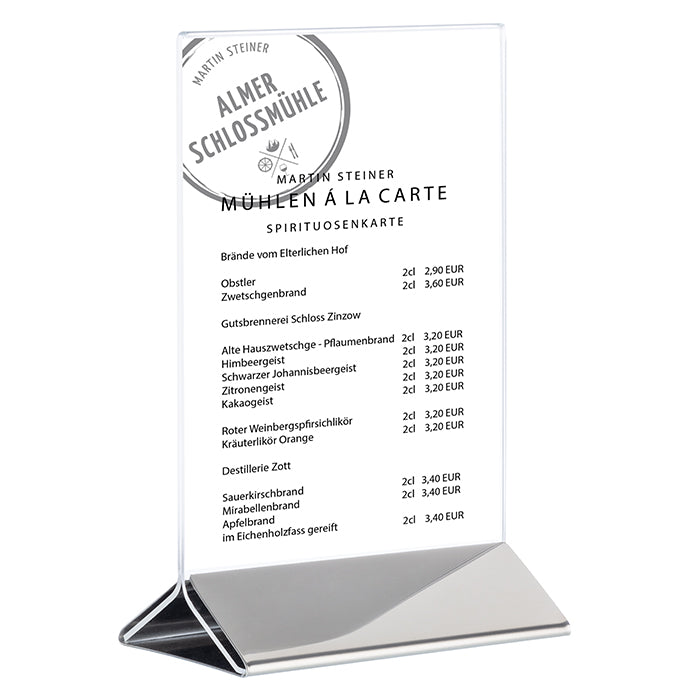 SIGN Kartenhalter, 2 - teilig -  21 x 7 x 32 cm - Transparent, Edelstahl