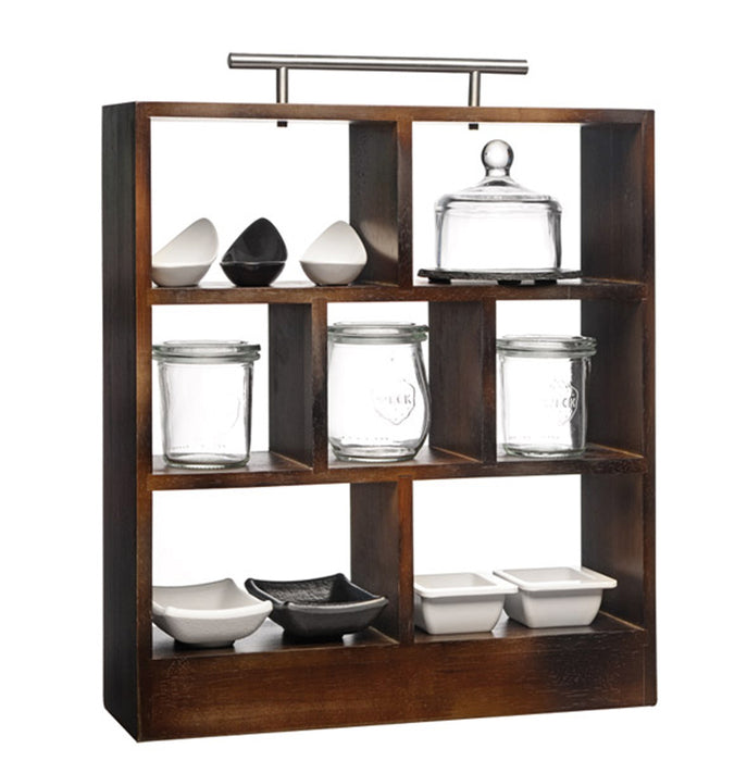 High Tea Rack - 10 x 34 cm - Braun - Edelstahl, Holz