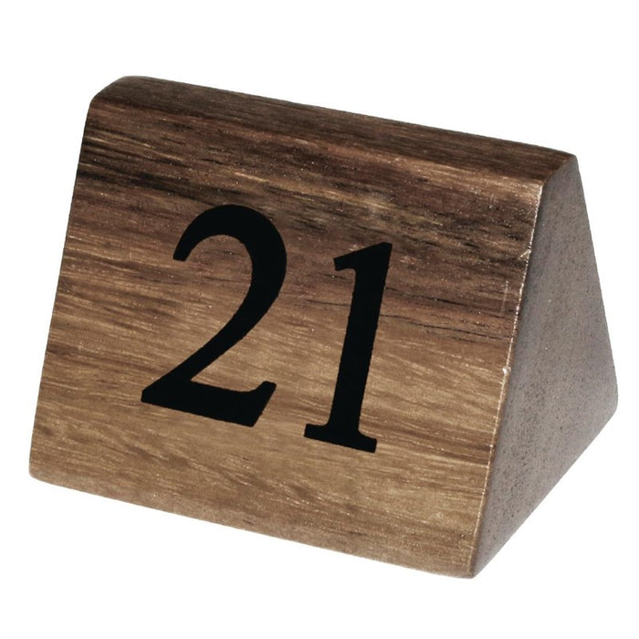 MARA - Tischnummernschilder - 3,5 x 3,5 x 5,5 cm - 21 - 30 - Akazienholz