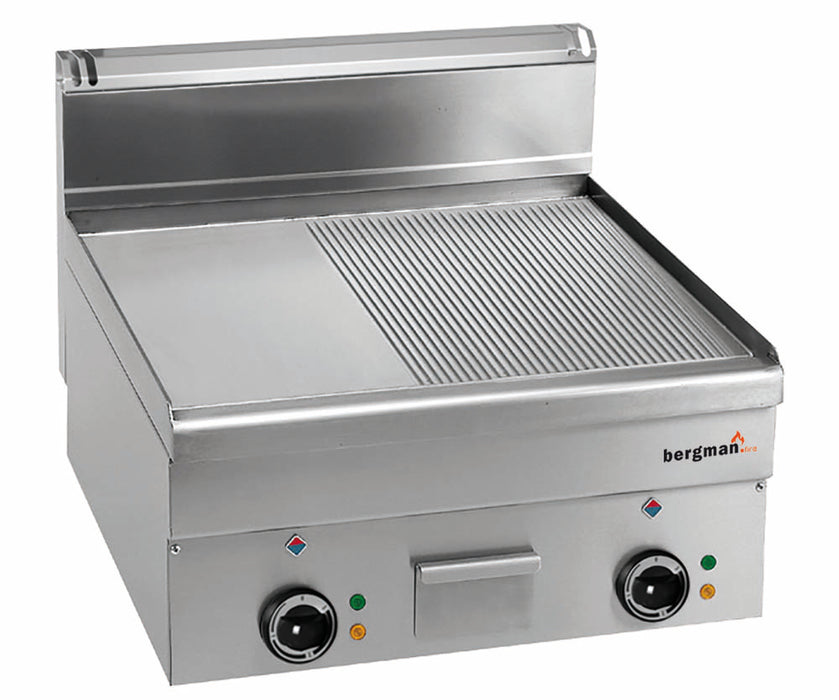 bergman Profiline Plus 600 Elektro-Grillplatte 2/3 - glatt - 1/3 - gerillt verchromt - 7,5 kW