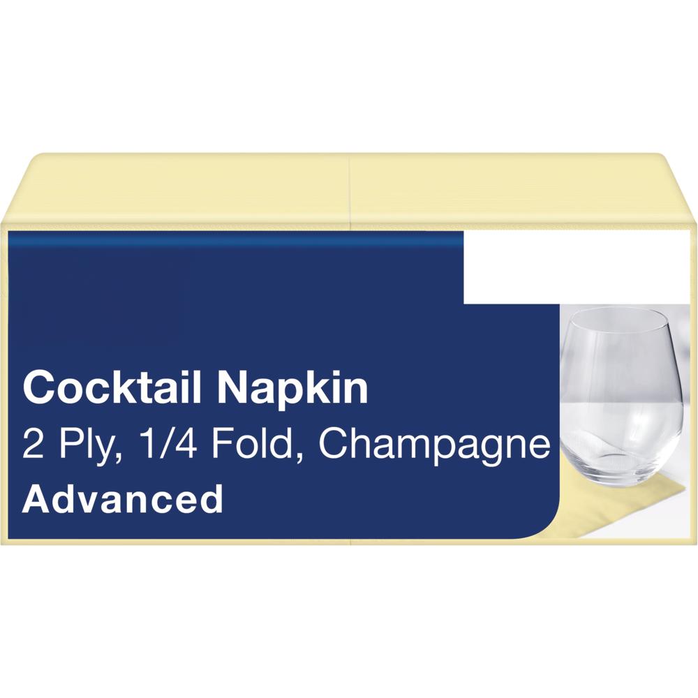 Cocktail-Serviette - 24 x 24 cm - 1/4 Falz  - 2 - lagig  -  Champagner (200 Stk.)