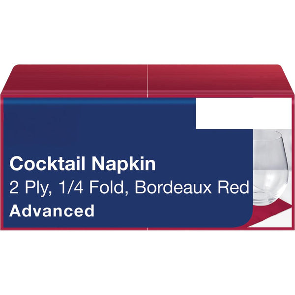Cocktail-Serviette - 24 x 24 cm - 1/4 Falz  - 2 - lagig  -  Bordeaux (200 Stk.)
