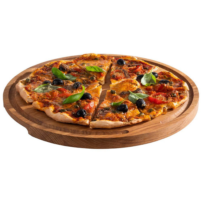 PIZZA Servierbrett - (Ø 34 x 2 cm) - Eichenholz